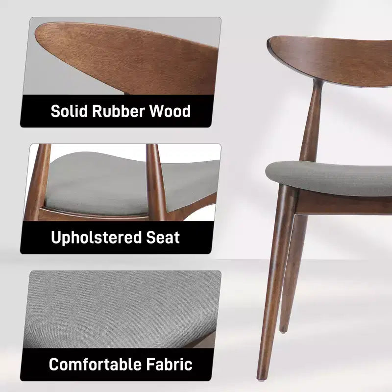 Chaises de salle à manger Christopher Knight Home Barron, de style mi-siècle moderne, en bois d'hévéa, avec revêtement en tissu (Lot de 2)
