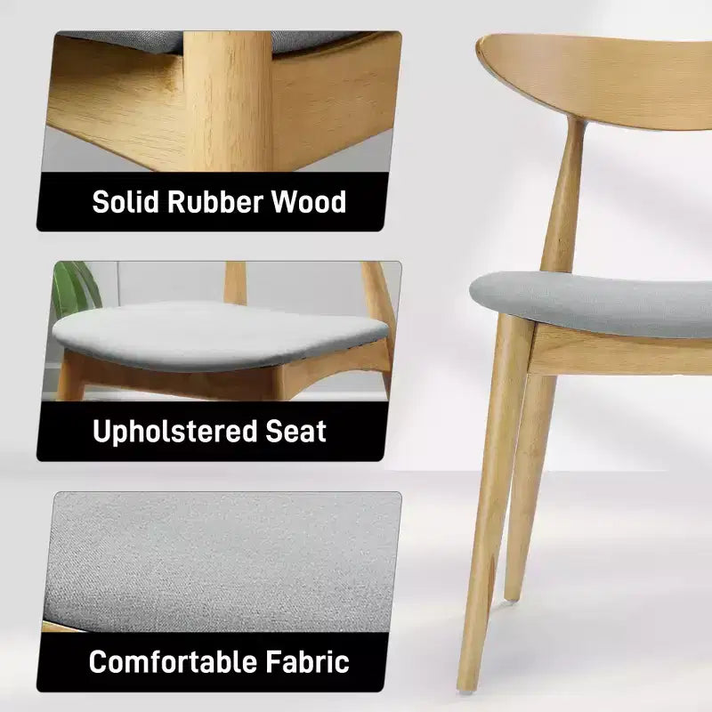 Chaises de salle à manger Christopher Knight Home Barron, de style mi-siècle moderne, en bois d'hévéa, avec revêtement en tissu (Lot de 2)