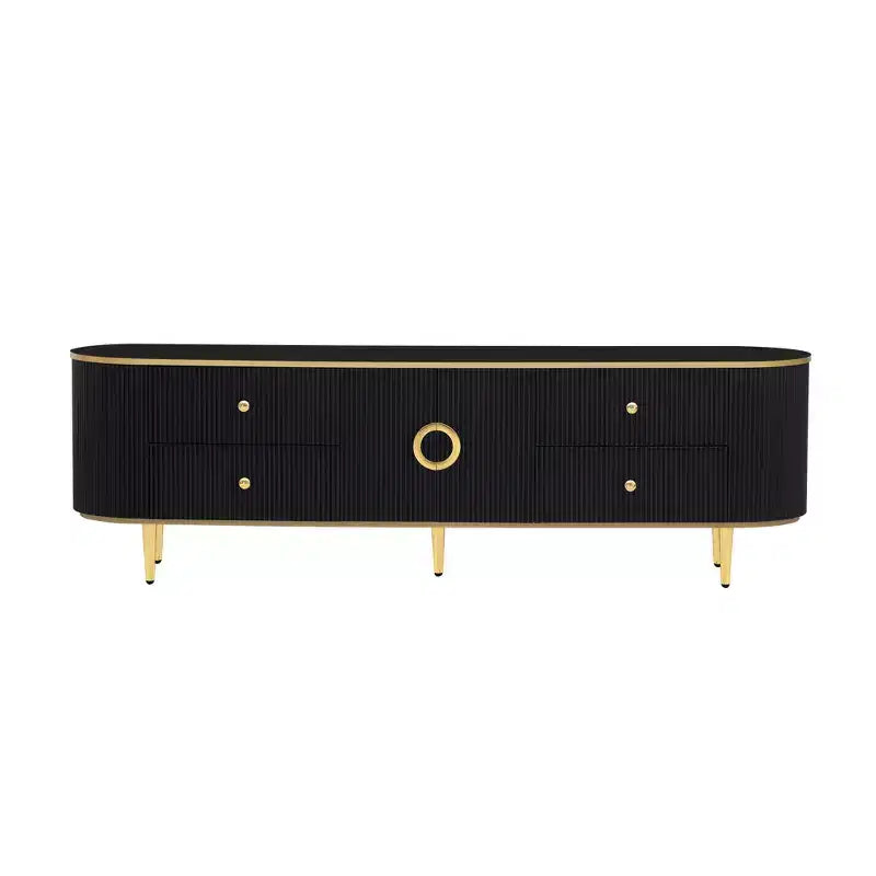 CLIHOME Meuble TV Moderne pour Téléviseurs jusqu'à 80 Pouces, Meuble TV en Bois avec 4 Tiroirs et 1 Placard