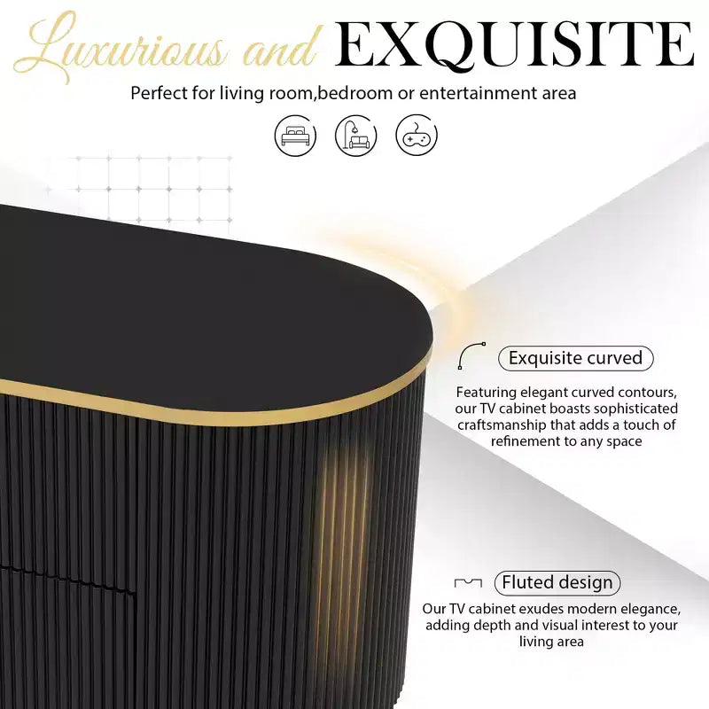 CLIHOME Meuble TV Moderne pour Téléviseurs jusqu'à 80 Pouces, Meuble TV en Bois avec 4 Tiroirs et 1 Placard