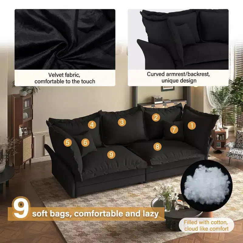 Canapé et méridienne Whisen Cloud avec coussins multiples et design luxueux pour un confort optimal