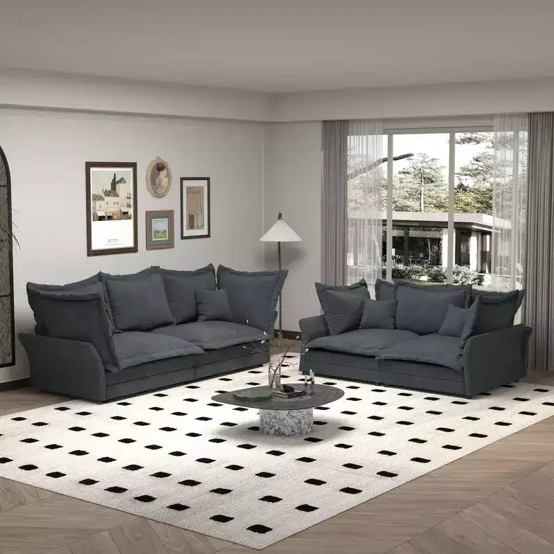Canapé et méridienne Whisen Cloud avec coussins multiples et design luxueux pour un confort optimal