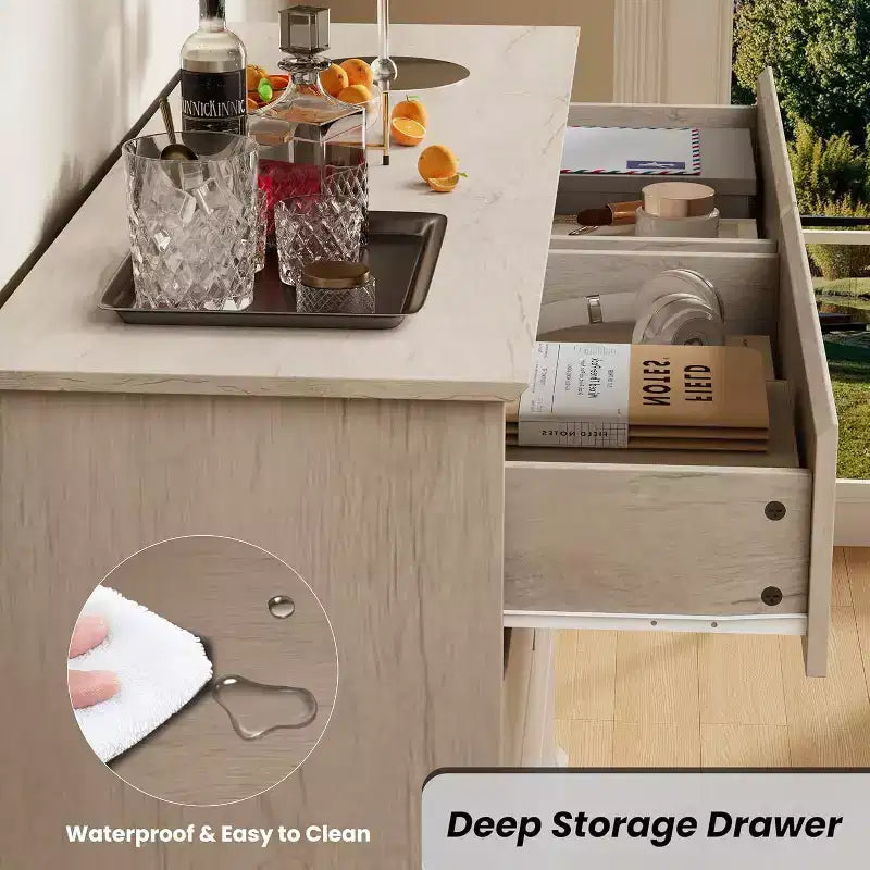 Acekool Commode 8 Tiroirs pour Chambre à Coucher, Grande Commode Double, Grande Commode Horizontale avec Tiroirs Profonds, Rangement Moderne pour Salon, Couloir, Chambre d'Enfant