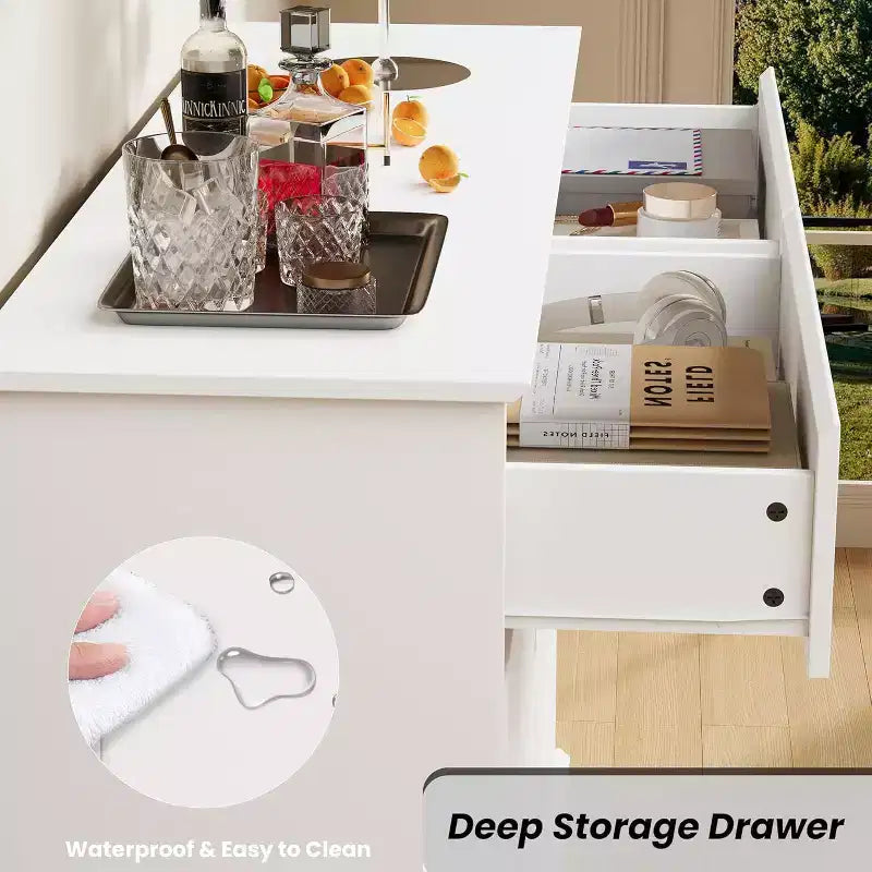Acekool Commode 8 Tiroirs pour Chambre à Coucher, Grande Commode Double, Grande Commode Horizontale avec Tiroirs Profonds, Rangement Moderne pour Salon, Couloir, Chambre d'Enfant