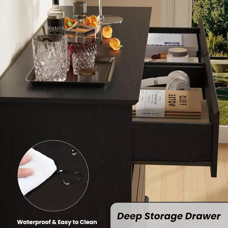 Acekool Commode 8 Tiroirs pour Chambre à Coucher, Grande Commode Double, Grande Commode Horizontale avec Tiroirs Profonds, Rangement Moderne pour Salon, Couloir, Chambre d'Enfant