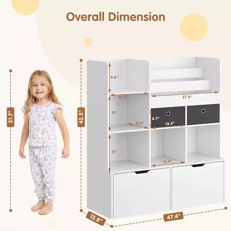 Étagère de rangement pour jouets d'enfants, bibliothèque en bois, étagère de rangement à 4 tiroirs pour livres et jouets, organisateur de rangement pour tout-petits pour chambre à coucher, salle de jeux