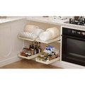 TROPOW Expandable Pull Out Cabinet Organizer, Stainless Steel + Carbon Steel Cabinet for Framed Cabinets Dish Combination Shelf