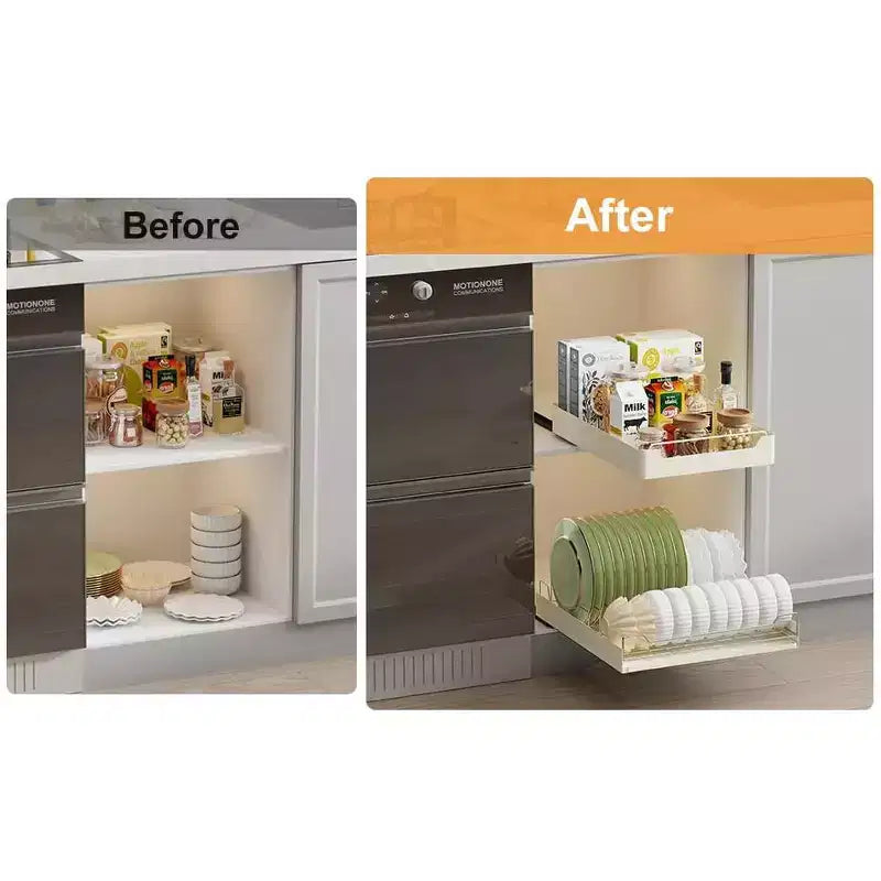 Organisateur de placard coulissant extensible TROPOW, armoire en acier inoxydable + acier au carbone pour placards encadrés, étagère combinée pour la vaisselle