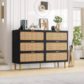 6-Drawer Rattan Dresser, Large Wooden Chest with Deep Drawers for Bedroom, Living Room, Closet, Hallway