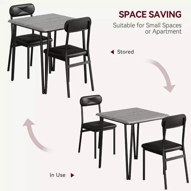 Ensemble table de salle à manger 3 pièces, avec 2 chaises rembourrées
