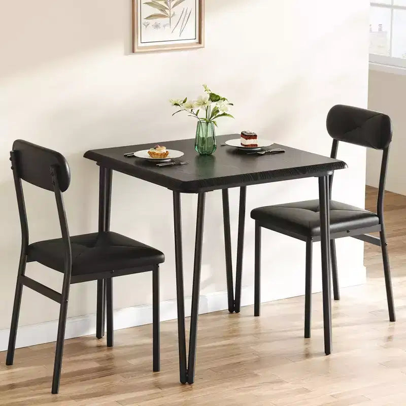 3 Piece Dining Table Set, with 2 Upholstered Chairs