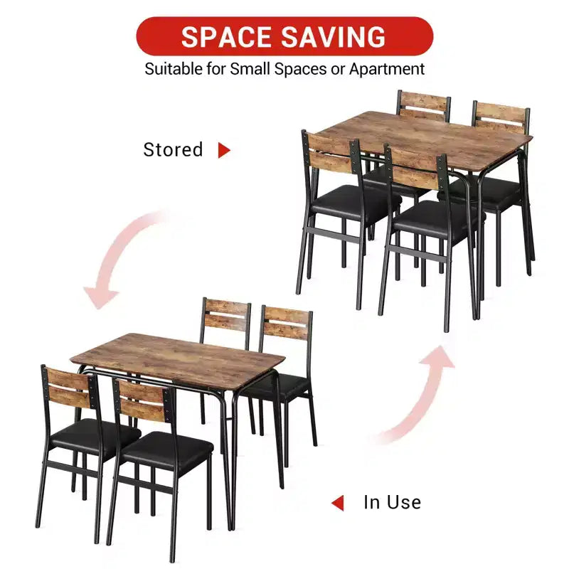Ensemble de salle à manger 5 pièces GustoWave, avec 4 chaises rembourrées