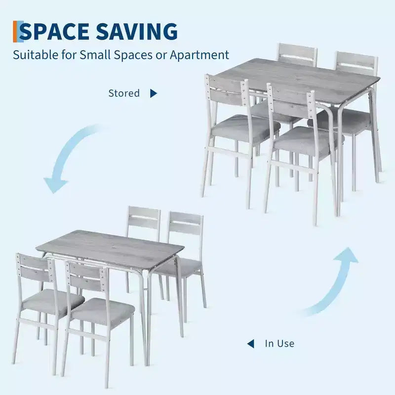 Ensemble de salle à manger 5 pièces GustoWave, avec 4 chaises rembourrées