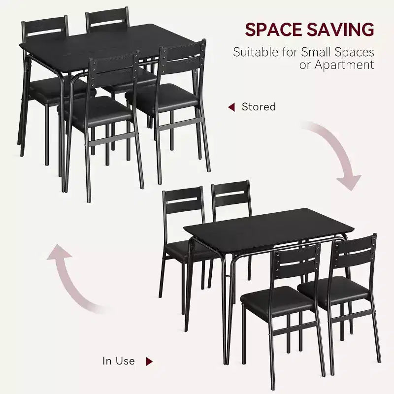 Ensemble de salle à manger 5 pièces GustoWave, avec 4 chaises rembourrées