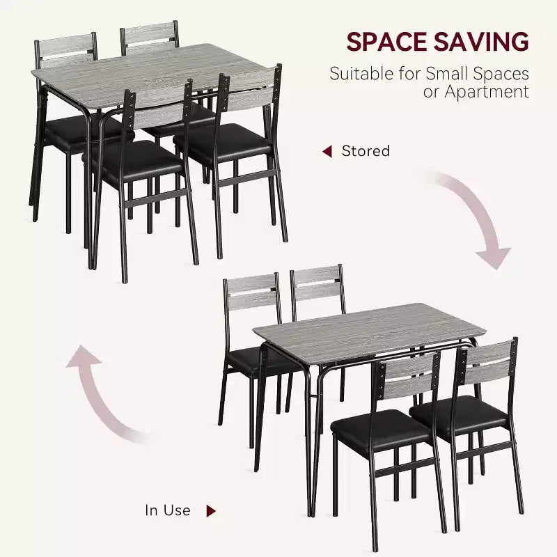 Ensemble de salle à manger 5 pièces GustoWave, avec 4 chaises rembourrées