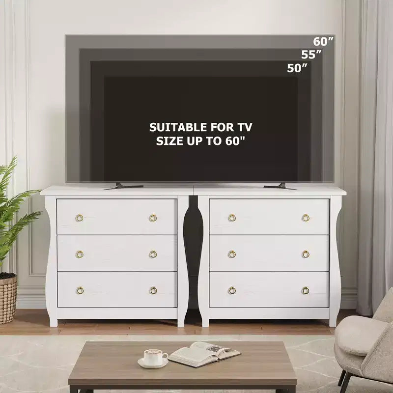 Commode à 3 tiroirs - Commode haute de style bohème avec pieds courbés, accents en rotin et rangement autoportant (76,2 L x 40,1 l x 74,4 H cm)
