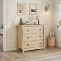 3-Drawer Dresser - Tall Boho Dresser with Curved Legs, Rattan Accents, and Freestanding Storage (30 L x 15.8 W x 29.3 H)