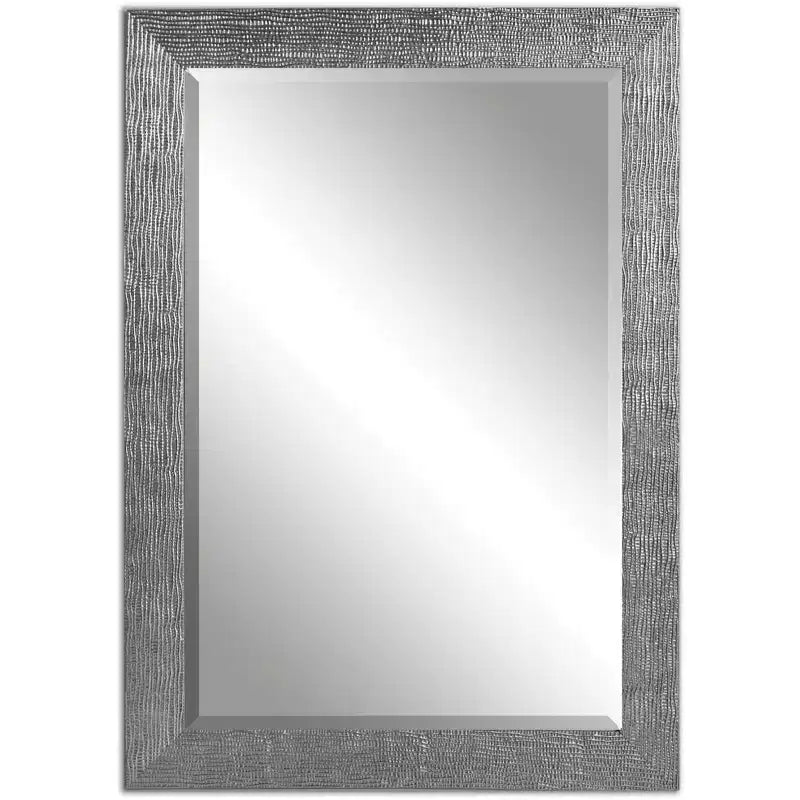 Uttermost Rectangular Vanity Decorative Wall Mirror Modern Beveled Silver Gray Frame 30 Wide for Bathroom Bedroom Living Room