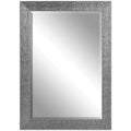 Uttermost Rectangular Vanity Decorative Wall Mirror Modern Beveled Silver Gray Frame 30 Wide for Bathroom Bedroom Living Room