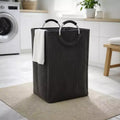 Evideco French Home Goods Corduroy Laundry Basket 55L Charcoal Gray