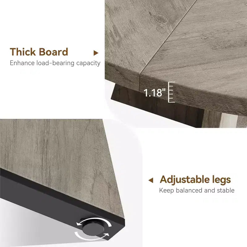 Table à manger ronde en MDF de 47 pouces pour 4 à 6 personnes, plateau et pieds en bois de style rustique, grande table de maison pour cuisine salon (sans chaises)