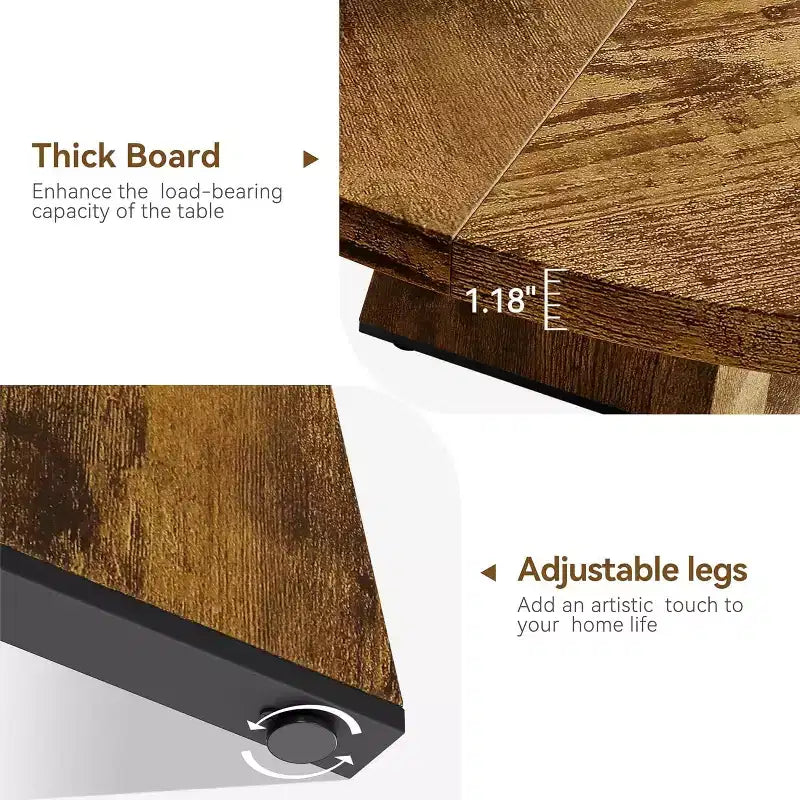Table à manger ronde en MDF de 47 pouces pour 4 à 6 personnes, plateau et pieds en bois de style rustique, grande table de maison pour cuisine salon (sans chaises)