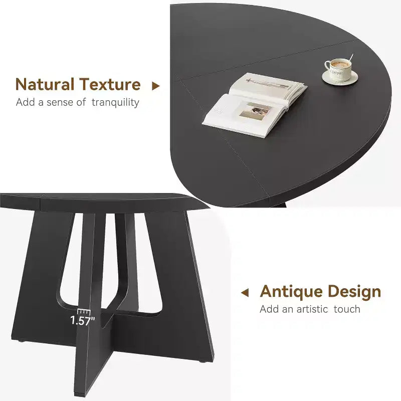 Table à manger ronde en MDF de 47 pouces pour 4 à 6 personnes, plateau et pieds en bois de style rustique, grande table de maison pour cuisine salon (sans chaises)
