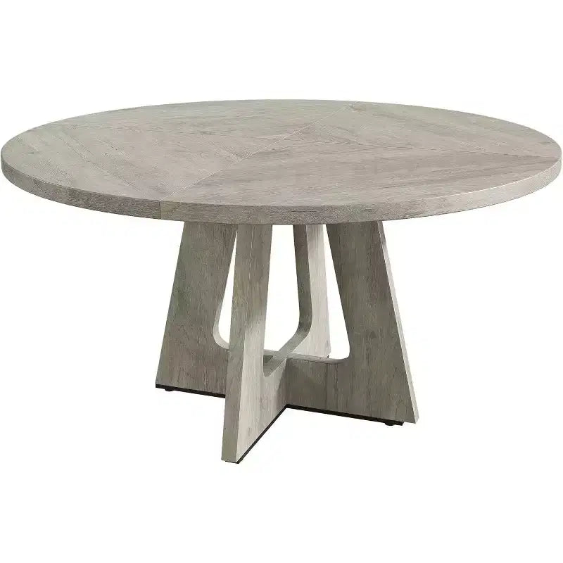 Table à manger ronde en MDF de 47 pouces pour 4 à 6 personnes, plateau et pieds en bois de style rustique, grande table de maison pour cuisine salon (sans chaises)