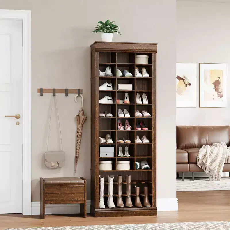 10-Tier Shoe Storage Cabinet with 27 Cubbies & Tall Boots Racks, 73.35 Tall Freestanding Shoe Organizer for Entryway, Closet, Living Room