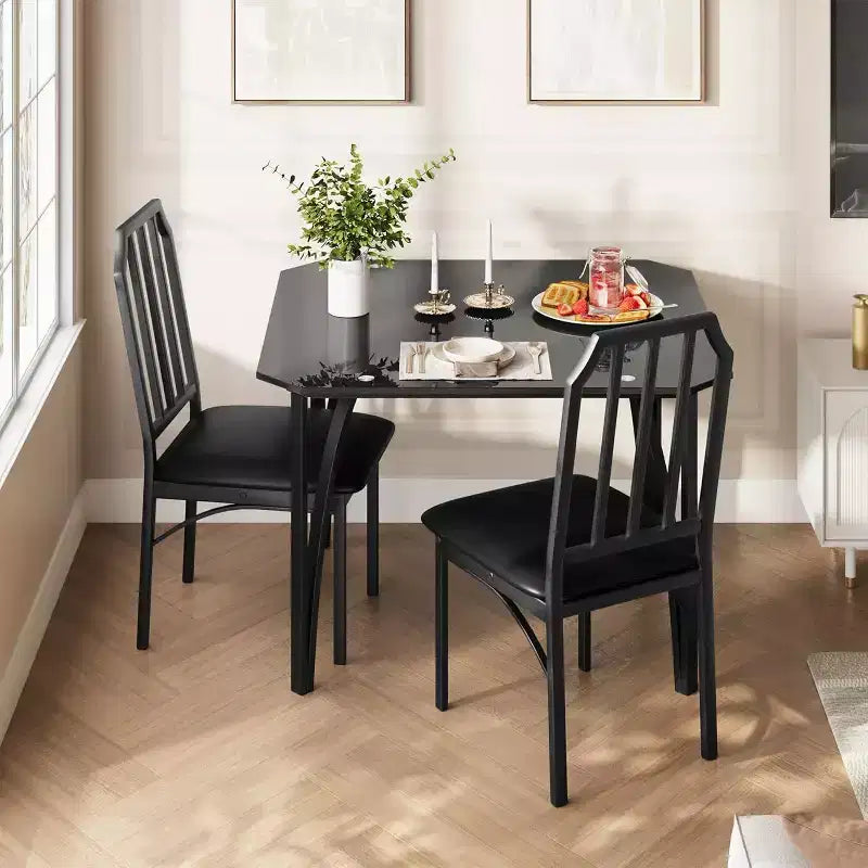 Dining Room Table Set for 2, Kitchen Table Chairs Set of 2 with Ultra Comfortable PU Cushion, Furniture with Kitchen Chairs Suitable for Small Space