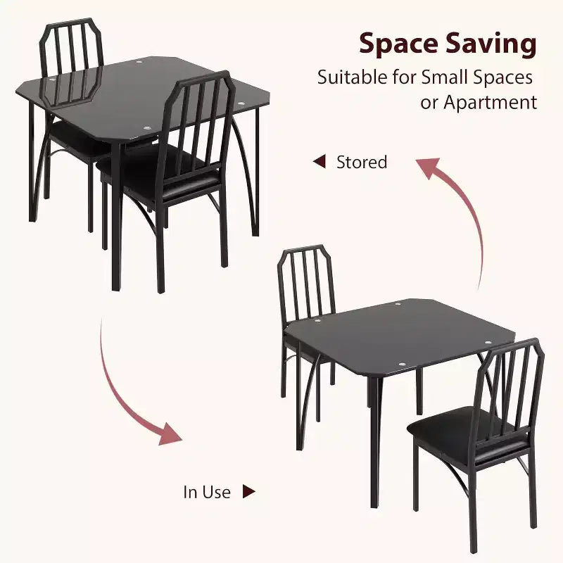 Ensemble table à manger et 2 chaises, ensemble table de cuisine et 2 chaises avec coussin en PU ultra confortable, meubles avec chaises de cuisine adaptés aux petits espaces