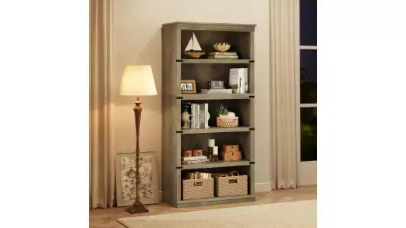 GustoWave Bibliothèque 5 niveaux en bois, Étagère de rangement style ferme, Bibliothèque haute de 180,34 cm (71 po), Bibliothèque en bois 171,2 cm (67,4 H) x 80 cm (31,5 l) x 32,5 cm (12,8 P)