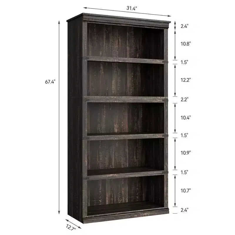 GustoWave Bibliothèque 5 niveaux en bois, Étagère de rangement style ferme, Bibliothèque haute de 180,34 cm (71 po), Bibliothèque en bois 171,2 cm (67,4 H) x 80 cm (31,5 l) x 32,5 cm (12,8 P)