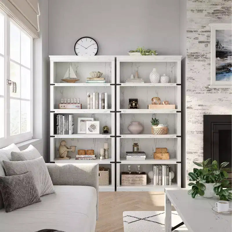 GustoWave Bibliothèque 5 niveaux en bois, Étagère de rangement style ferme, Bibliothèque haute de 180,34 cm (71 po), Bibliothèque en bois 171,2 cm (67,4 H) x 80 cm (31,5 l) x 32,5 cm (12,8 P)