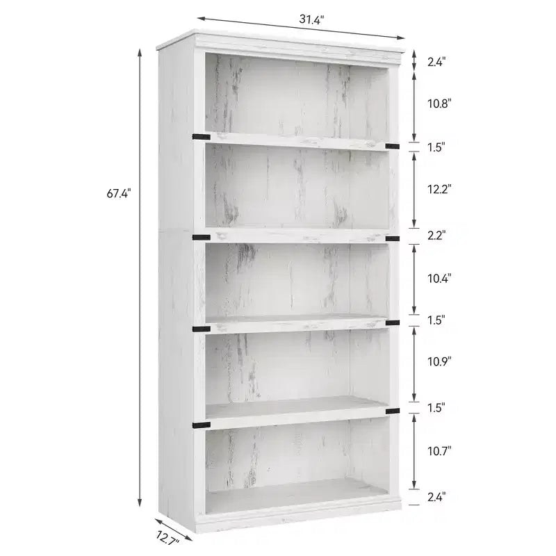 GustoWave Bibliothèque 5 niveaux en bois, Étagère de rangement style ferme, Bibliothèque haute de 180,34 cm (71 po), Bibliothèque en bois 171,2 cm (67,4 H) x 80 cm (31,5 l) x 32,5 cm (12,8 P)