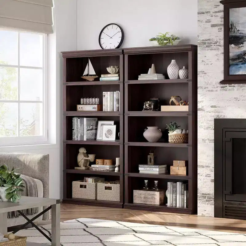 GustoWave Bibliothèque 5 niveaux en bois, Étagère de rangement style ferme, Bibliothèque haute de 180,34 cm (71 po), Bibliothèque en bois 171,2 cm (67,4 H) x 80 cm (31,5 l) x 32,5 cm (12,8 P)