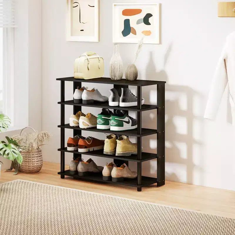 HOMLUX Étagère à chaussures 5 niveaux, Organisateur de chaussures autoportant, Peut contenir 12 paires