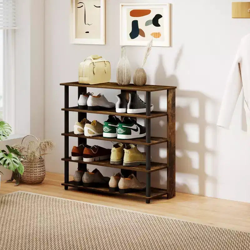 HOMLUX Étagère à chaussures 5 niveaux, Organisateur de chaussures autoportant, Peut contenir 12 paires