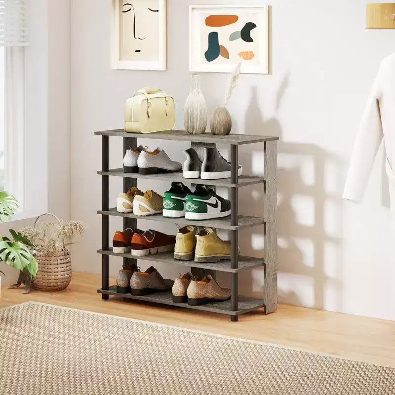 HOMLUX Étagère à chaussures 5 niveaux, Organisateur de chaussures autoportant, Peut contenir 12 paires