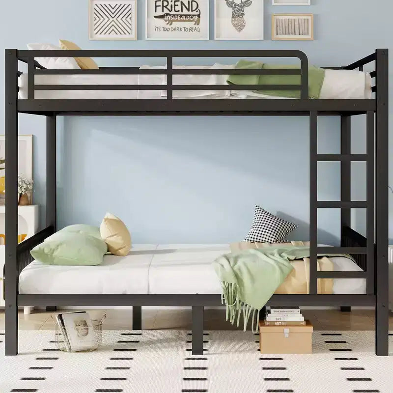 Okak Metal Loft Bunk Bed Heavy Duty Bedframe with Ladder & Slats Support for Adults Teens