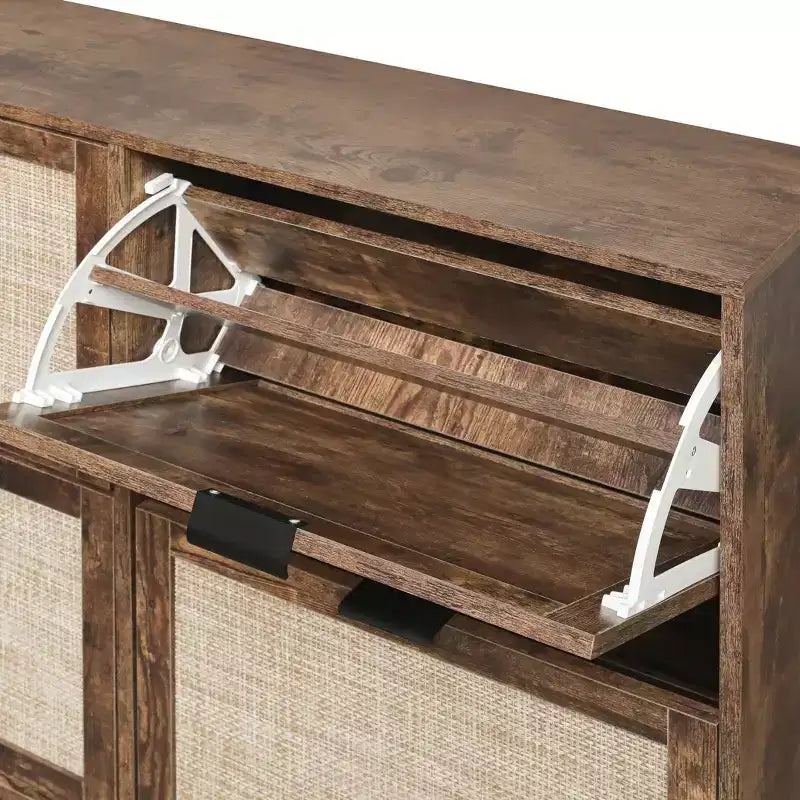 Meuble à chaussures Okak avec 2 tiroirs basculants, Organisateur de chaussures sur pied, Meuble à chaussures étroit dissimulé pour entrée, couloir, salon
