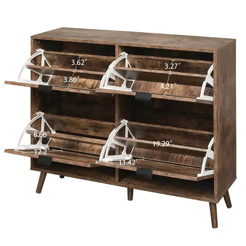 Meuble à chaussures Okak avec 2 tiroirs basculants, Organisateur de chaussures sur pied, Meuble à chaussures étroit dissimulé pour entrée, couloir, salon