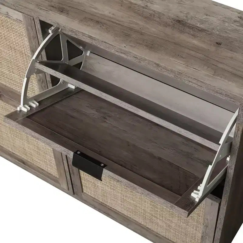 Meuble à chaussures Okak avec 2 tiroirs basculants, Organisateur de chaussures sur pied, Meuble à chaussures étroit dissimulé pour entrée, couloir, salon
