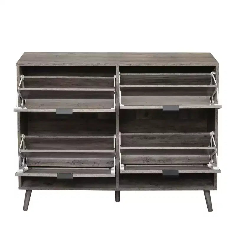 Meuble à chaussures Okak avec 2 tiroirs basculants, Organisateur de chaussures sur pied, Meuble à chaussures étroit dissimulé pour entrée, couloir, salon