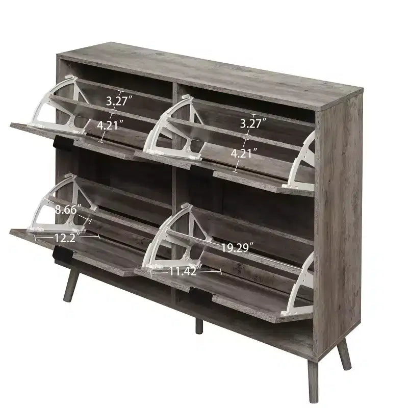 Meuble à chaussures Okak avec 2 tiroirs basculants, Organisateur de chaussures sur pied, Meuble à chaussures étroit dissimulé pour entrée, couloir, salon