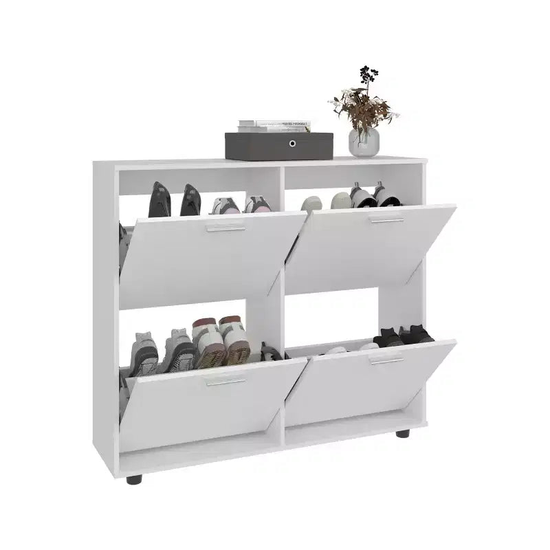 Meuble à chaussures Okak avec 2 tiroirs basculants, Organisateur de chaussures sur pied, Meuble à chaussures étroit dissimulé pour entrée, couloir, salon