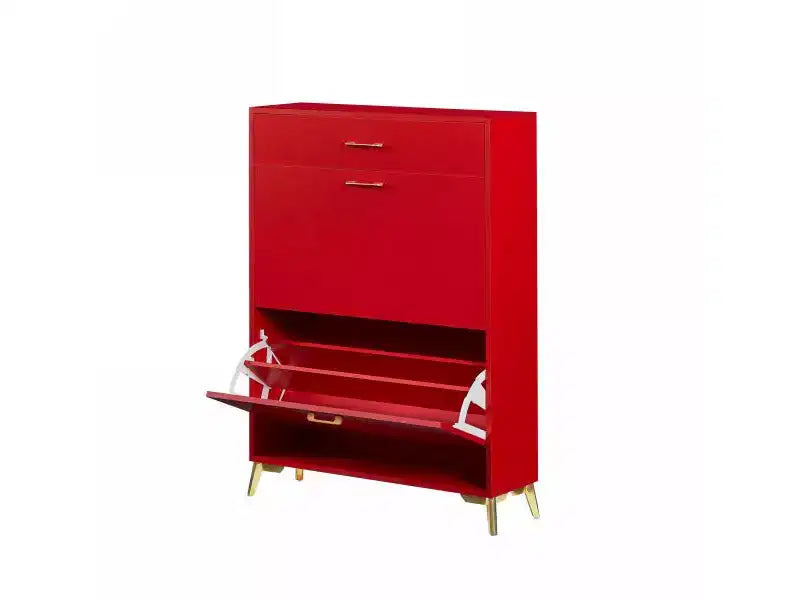 Meuble à chaussures Okak avec 2 tiroirs basculants, Organisateur de chaussures sur pied, Meuble à chaussures étroit dissimulé pour entrée, couloir, salon