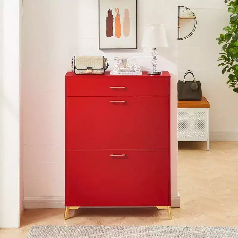 Meuble à chaussures Okak avec 2 tiroirs basculants, Organisateur de chaussures sur pied, Meuble à chaussures étroit dissimulé pour entrée, couloir, salon