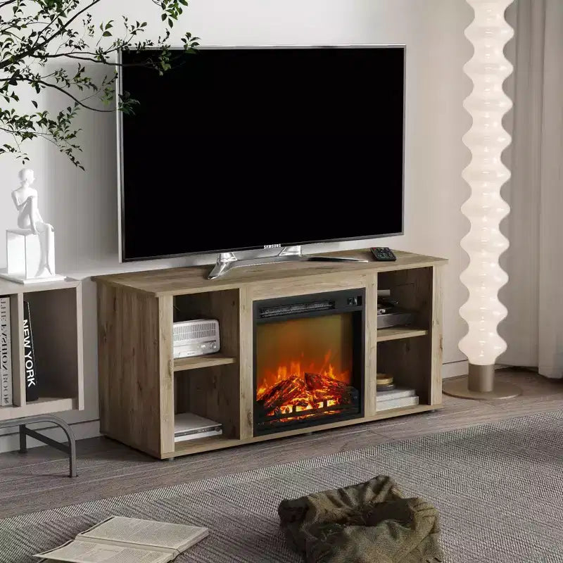 Meuble TV Homlux moderne avec cheminée électrique, pour téléviseurs jusqu'à 55 pouces