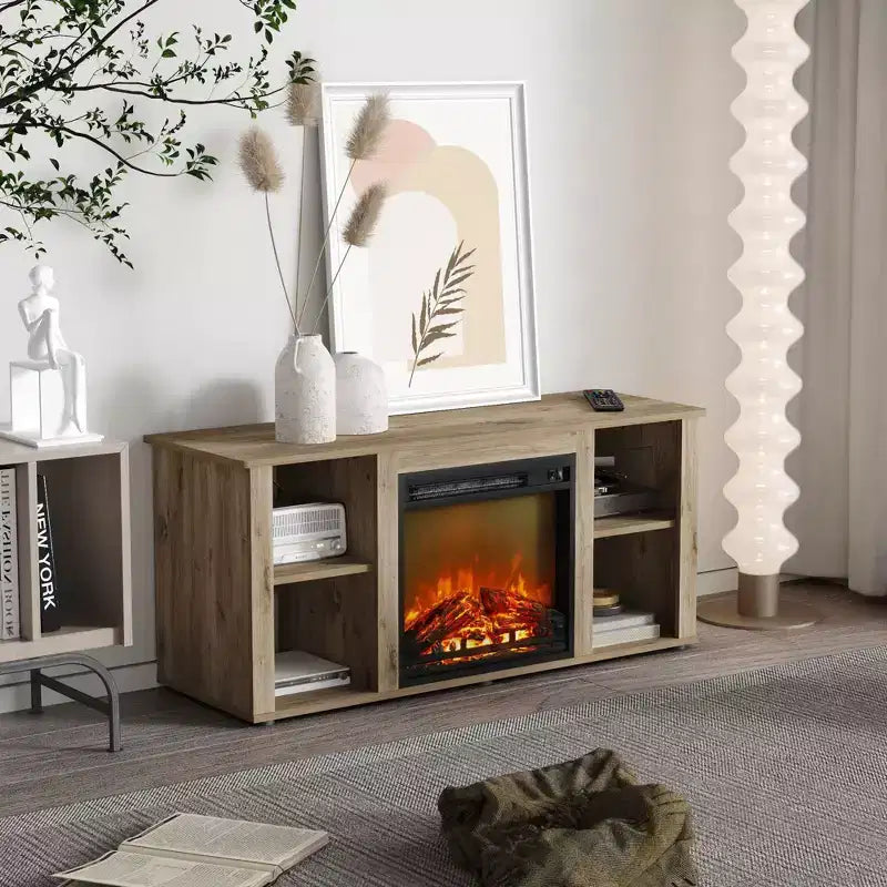 Meuble TV Homlux moderne avec cheminée électrique, pour téléviseurs jusqu'à 55 pouces